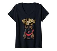 Donna Bulldogs Preppy Mascot Bulldogs che soffia Bubble Girly Mama Maglietta con Collo a V