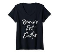 Donna Bump's First Easter Shirt per donna maglietta gravidanza carino Maglietta con Collo a V