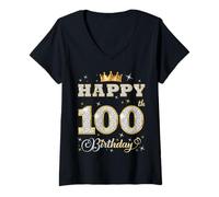 Donna Buon 100° Compleanno Festa di Compleanno per Donne e Uomini di 100 Anni Maglietta con Collo a V