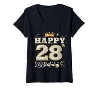 Donna Buon 28° Compleanno Festa di Compleanno per Donne e Uomini di 28 Anni Maglietta con Collo a V