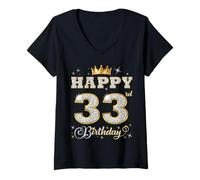 Donna Buon 33° Compleanno Festa di Compleanno per Donne e Uomini di 33 Anni Maglietta con Collo a V