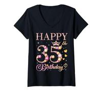 Donna Buon 35° Compleanno Festa di Compleanno per Uomini e Donne di 35 Anni Maglietta con Collo a V