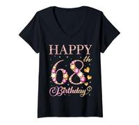 Donna Buon 68° Compleanno Festa di Compleanno per Uomini e Donne di 68 Anni Maglietta con Collo a V