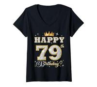 Donna Buon 79° Compleanno Festa di Compleanno per Donne e Uomini di 79 Anni Maglietta con Collo a V