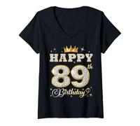 Donna Buon 89° Compleanno Festa di Compleanno per Donne e Uomini di 89 Anni Maglietta con Collo a V