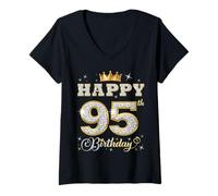 Donna Buon 95° Compleanno Festa di Compleanno per Donne e Uomini di 95 Anni Maglietta con Collo a V