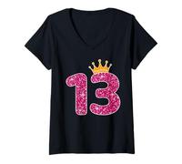 Donna Buon compleanno 13 anni di fantastica ragazza del tredicesimo compleanno Maglietta con Collo a V