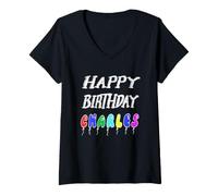 Donna Buon Compleanno Charles Maglietta con Collo a V