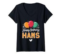 Donna Buon Compleanno dicendo Hans Maglietta con Collo a V