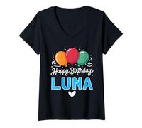 Donna Buon Compleanno dicendo Luna Maglietta con Collo a V