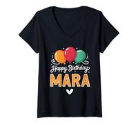 Donna Buon Compleanno dicendo Mara Maglietta con Collo a V