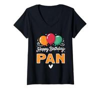 Donna Buon Compleanno dicendo Pan Maglietta con Collo a V