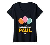 Donna Buon compleanno dicendo Paul Maglietta con Collo a V