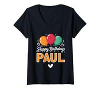 Donna Buon Compleanno dicendo Paul Maglietta con Collo a V