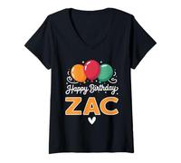 Donna Buon Compleanno dicendo Zac Maglietta con Collo a V