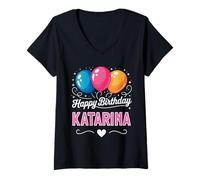 Donna Buon Compleanno Katarina Maglietta con Collo a V