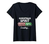 Donna Buon Natale a Spirit Loading Meme Gen Z Alpha Slang Xmas Maglietta con Collo a V