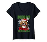 Donna Buon Natale Beagle Dog Lover Delight Maglietta con Collo a V