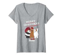 Donna Buon Natale We Bare Bears Holiday Cheer Maglietta con Collo a V
