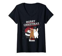 Donna Buon Natale We Bare Bears Holiday Cheer Maglietta con Collo a V