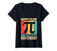 Donna Buon Pi Day e Sì, è Il Mio Compleanno Maglietta con Collo a V