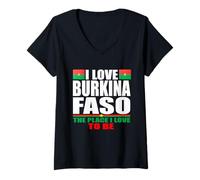 Donna Burkina Faso: Burkinabe Burkina faso donne Burkina bandiera faso Maglietta con Collo a V