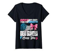 Donna Burnuts or Bows Great Grandma Loves You, festa di rivelazione del genere Maglietta con Collo a V