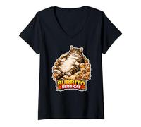 Donna Burrito Bliss Cat Funny Food Meme Cat Humor Design Maglietta con Collo a V