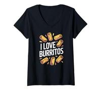 Donna Burrito Lovers Delight I Love Burritos Maglietta con Collo a V