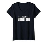 Donna Burton Cognome Famiglia Compleanno Burton Cognome Coppia Maglietta con Collo a V