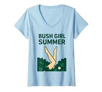 Donna Bush Girl Summer - Design divertente per amanti della natura Maglietta con Collo a V