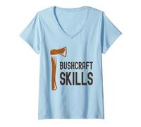 Donna Bushcraft Skills Sopravvivenza all'aperto Vivere Natura Campeggio Maglietta con Collo a V