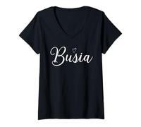 Donna Busia Love Heart Fun Busia Grandma Shirt Mom Mothers Day Maglietta con Collo a V