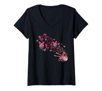 Donna Butterflies Painted CollectionButterfly Lovers Maglietta con Collo a V