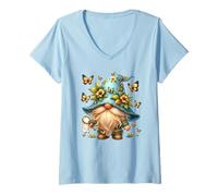 Donna Butterfly Dad GNOME with Floral Flower Hat for Spring Time Maglietta con Collo a V
