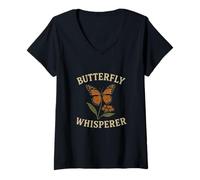 Donna Butterfly Whisperer Native Plants Pollinator Garden Maglietta con Collo a V