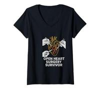 Donna Bypass Open Heart Surgery Survivor Vintage Recovery da Uomo Maglietta con Collo a V