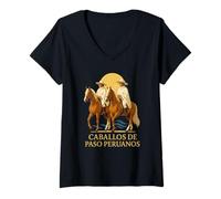 Donna Caballos de Paso Peruanos, Patrimonio costiero, Design Artistico con Cavalli Maglietta con Collo a V