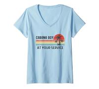 Donna Cabana Boy Divertente Estate Piscina Festa Barista Barista Maglietta con Collo a V