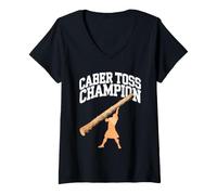 Donna Caber Toss Highland Games Scottish Strength Heritage Maglietta con Collo a V