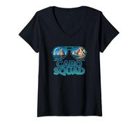 Donna Cabo Squad Beach Trip Crew Vibes, Messico Vacanza Maglietta con Collo a V