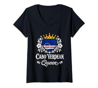 Donna Cabo Verdean Queen Cabo Verde Flag Proud Cabo Verdean Woman Maglietta con Collo a V