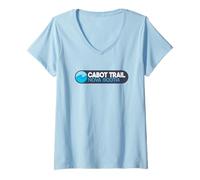Donna Cabot Trail Nova Scotia Logo Emblema - Cabot Trail Canada Maglietta con Collo a V