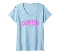 Donna Cabrera Mallorca Spagna Isole Baleari Vacanza Estate Maglietta con Collo a V