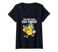 Donna Caccia alle Uova Ruoli Finder Easter Duck Hunter Maglietta con Collo a V