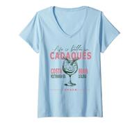 Donna Cadaqués La vita migliore in Costa Brava Catalogna Souvenir Maglietta con Collo a V