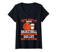 Donna caffè Basket Lover Design Dad Life Maglietta con Collo a V