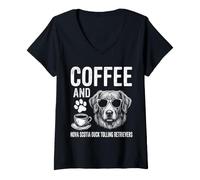 Donna caffè E Nova Scotia Duck Tolling Retriever Maglietta con Collo a V