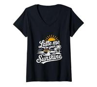 Donna Caffè espresso estivo Latte Me Be Your Sunshine Maglietta con Collo a V