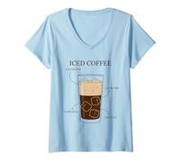 Donna caffè Freddo Cold Brew Latte d'avena Sciroppo di Vaniglia Ghiaccio Maglietta con Collo a V